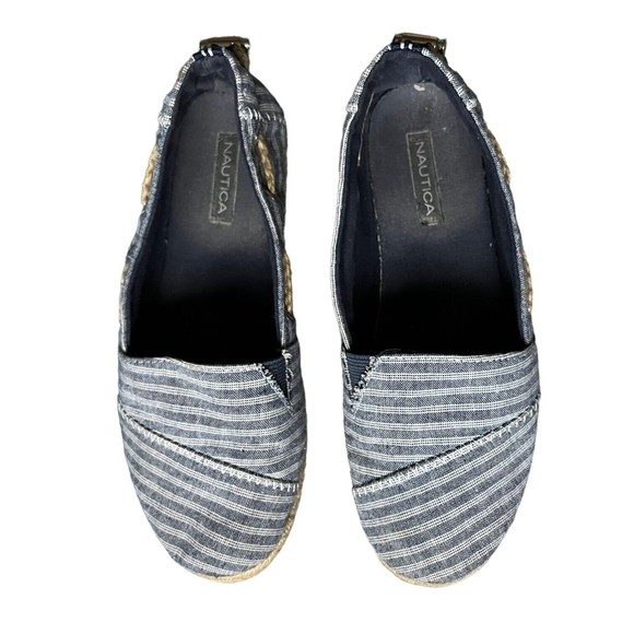 Nautica Rudder Blue Striped Canvas Slip-On Espadrille Flats Women's Size 6 Shoes - Picture 4 of 9